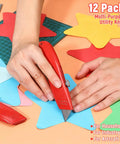 12 Pack Bulk Retractable Utility Knives Heavy Duty Aluminum Box Cutters For Cardboard Plastic Cartons DIY Projects Home Office Warehouse Red Handles Great For Packaging Opening And Crafting, red utility knife cutting paper