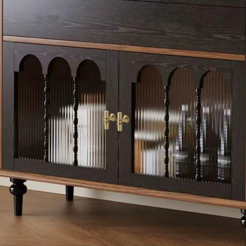 10 Pack Modern Cabinet Pull Handles in Gold Matte Stainless Steel on wood cabinet with two-tone brackets