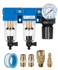 One Quarter Inch NPT Air Drying System With Dual Air Filters And Regulator Combo Manual Drain Poly Bowl For Shop Air Lines Durable And Easy Maintenance
