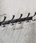 Heavy Duty Wall Mounted Coat Rack Holder To Keep Your Daily Gear Secure With Solid Zinc Alloy Entrance Hooks Rust Proof Black Hat And Umbrella Stand Entryway Staple, showing a wall-mounted rack with four hooks.