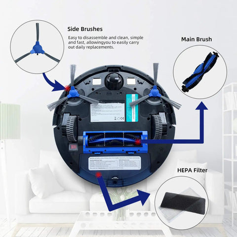 Must Have Replacement Cleaning Kit For RoboVac 11S Slim 11S Plus 30C 25C 35C Robotic Vacuum Cleaners components overview
