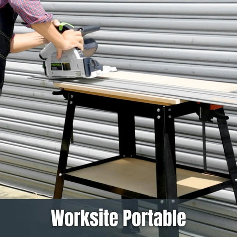 Go To Tool Stand With MDF Split Top That Expands To 20 By 25 Inches And A 32 Inch Work Height, Built For Drill Press, Belt Sander, Bench Grinder, Band Saw, Scroll Saw, And Planer, Holds Up To 500 Pounds