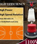 Heavy Duty 17 Inch Floor Scrubber Polisher With 1100W Motor displayed in a commercial space with efficiency features.