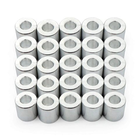 Wulankd 25pc aluminum spacers set, 1/2 in OD x 1/4 in ID x 1/2 in long, unthreaded hollow bushings