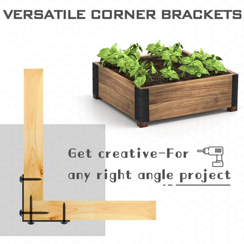 Set Of Eight Beefy Raised Garden Bed Corner Brackets With Wood Screws For 20 To 24 Inch Beds Heavy Duty Rust Resistant Metal