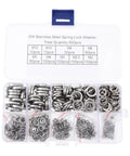 600 Piece Stainless Steel Spring Lock Washer Kit M2 To M10 With Flat And Split Gaskets in transparent box