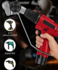 Upgraded Sheet Metal Nibbler Tool With Stabilizer Handle For Iron Steel Copper Aluminum Heavy Duty Metal Cutter Drill Attachment shown on a red hand drill.