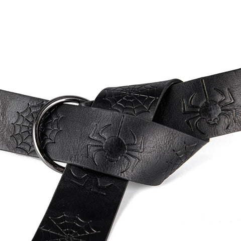 Snag This Premium Vintage Embossed Waist Belt Adjustable Faux Leather Cinch Strap For Medieval Festival Costumes with spider design