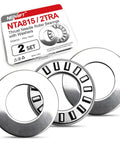 Heavy Duty Thrust Needle Roller Bearings With Washers, Two Sets, One Half Inch Bore, Fifteen Sixteenth Inch Outer Diameter