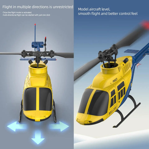 A60 206 Remote Control Helicopter For Adults And Beginners, 4CH RC Heli With 6 Axis Gyro, Yellow, flight stability features.