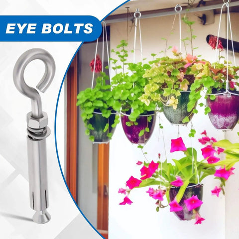 12 Piece Beefy Stainless Steel M6 Eyebolts For Concrete Walls And Brick Heavy Duty Expansion Screws With Lifting Ring Hooks 880 LB Working Load Perfect For Anchoring Hoisting And Securing Gear To Walls