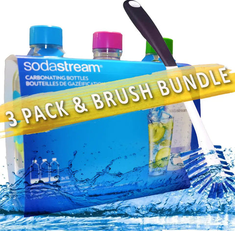 3 Pack Reusable 1 Liter Sparkling Water Bottles For Soda Makers With Hermetically Sealed Caps Keep Carbonation Longer Includes Gift Kidscare 14 Inch Bottle Cleaning Brush For Easy Cleaning