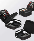 Open Travel Electronics Organizer Case Water Resistant Cable Organizer Bag For Travel Essentials Gear And Gadgets Storage, black