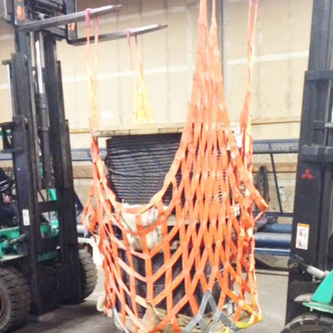 Heavy Duty Cargo Lifting Net 1.5x1.5m Flat Sling Hoisting Net Reusable 2.5t Load Capacity Durable Polyester Sling on forklift