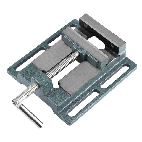Sorandy Heavy Duty 4 Inch Drill Press Vise Made From Cast Iron with heightened jaw and guide rod, ideal for smooth operation.