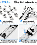 Beefy Heavy Duty Drawer Slides 22 Inch Long, 53 mm Wide, ball bearing design, side mount advantages, close-up view
