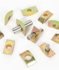 Half Moon Nuts And Washers Kit All In One 30 Piece Set M6 M8 M10 solid lock washers and heavy duty spacers on white background
