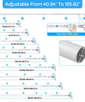 Ultra Long Tension Curtain Rod 41 To 185 Inches No Drilling Install For Patio Windows And Room Dividers One Touch Telescopic Rod White Never Rust Outdoor Curtain Rods For Easy Mount size chart