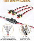 Waterproof 2 Pin Automotive Wiring Connector Kit With 16 AWG 2 Wire Plugs And Heat Shrink Tubing IP68 Seal For Car Truck Boat