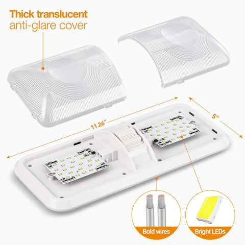 12 Volt RV Interior LED Lights 1000LM 8W Dome Ceiling Fixtures 8 Pack Natural White With Switch for RVs and Campers