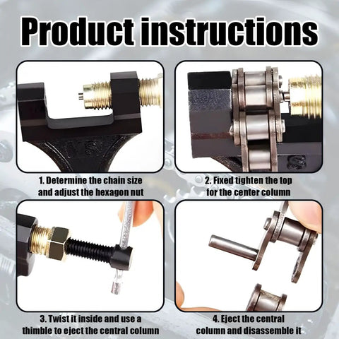 Heavy Duty Motorcycle Chain Breaker Tool For 420 428 520 525 528 530 Chains Universal Chain Link Remover instructions