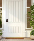No Sweat Smart Fingerprint Door Lock Featuring Keyless Entry Deadbolt And Electronic Touchscreen on a white front door.