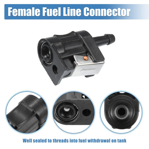 Three Piece Marine Boat Fuel Line Connector Fittings Set With 8mm Male And Female Quick Connects For Yamaha Outboard Fuel Tank Hose Five Sixteenth Inch Durable Compact Fittings For 2 Stroke And 4 Stroke Motors - Female connector close-up 