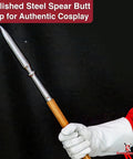 Unfailing Stability Cane Staff Scepter Spear Prop High Carbon Steel Construction with Intricate Authentic Design held by gloved hand.
