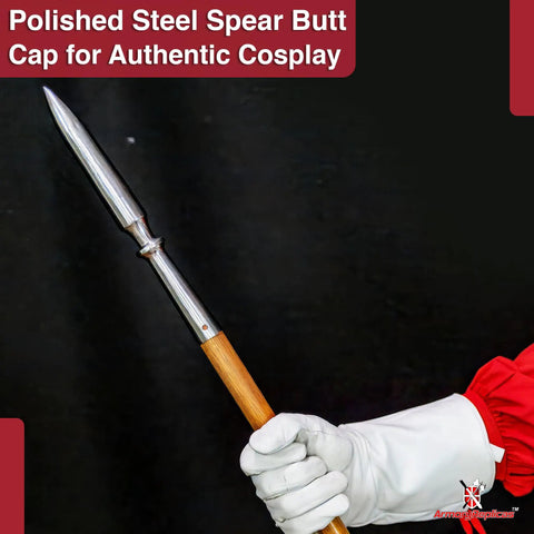 Unfailing Stability Cane Staff Scepter Spear Prop High Carbon Steel Construction with Intricate Authentic Design held by gloved hand.
