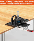 Concealed Hinge Jig With Quick Clamp And Dust Vacuum Adapter For 35mm Door Hinge Install on wooden table edge