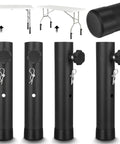 Heavy Duty Folding Table Extenders And Steel Risers For Straight Or Bent Legs Adjustable Height Extensions 4 Pack with adjustable steel risers.