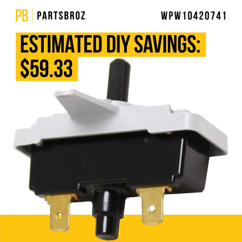 Push To Start Dryer Switch Replacement For Whirlpool Amana Roper Admiral Dryers Compatible With AP6021228 W10420741