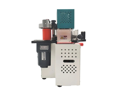 Side view of Pro Grade Woodworking Edge Bander Banding Machine With Adjustable Temperature And Speed From 0.5 To 5 Meters Per Minute 110V