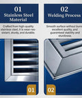 Stainless steel louvered access panel, showcasing material quality and welding process for HVAC applications.