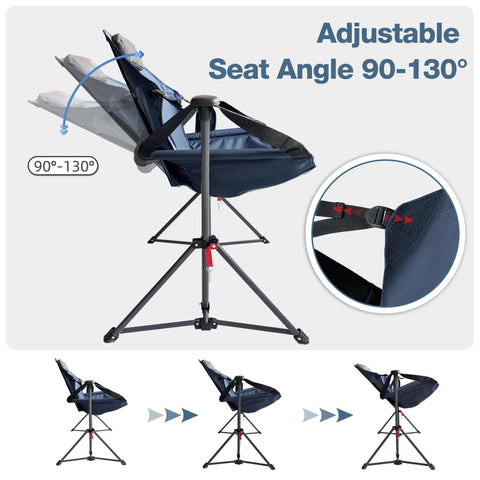 Hammock Camping Chair With Adjustable Backrest And Pillow Cup Holder, Heavy Duty 350 Lbs Oversized Swinging Chair showing seat angle adjustment.