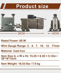 Beefy 60W Electric Wire Stripping Machine dimensions and specifications for 3-17mm wires, showing product size and material details.