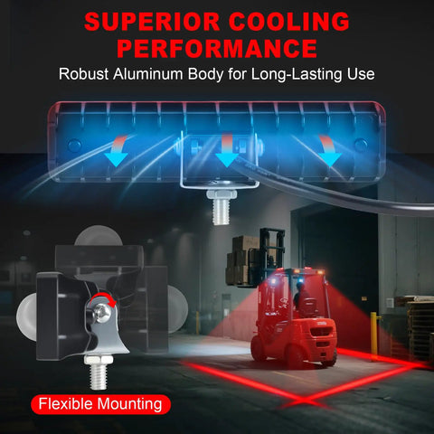 Real Deal Red LED Forklift Safety Lights With IP67 Waterproof Aluminum Housing 4 Pack Warning Beacons For AGV Trucks And Warehouse Floor Marking Toolbox Essentials