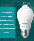 4 Pack Motion Sensor LED Light Bulbs 12W 100W Equivalent Auto On Off Indoor Outdoor Dusk Till Dawn Security Lighting For Porch Garage Basement Hallway Stairs, A19 bulb