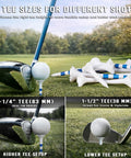 Two Size Golf Tees Pack 115 Count For Every Club With Three And A Quarter Inch And One And A Half Inch Tees Featuring Four Prong Low Resistance Design Oversized Heads Three Line Height Markings And Durable White Plastic Tees For Drivers Irons Hybrids