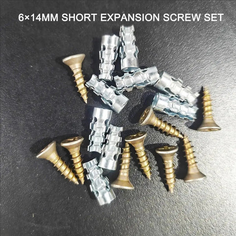 6x14mm Short Expansion Hinge Repair Screws Kit for Cabinet Door Hinges, Stripped Thread Repair for Wood and Particle Board