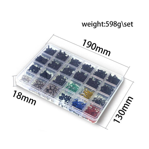 Universal RC Screw Kit Screws Assortment Set Stainless Steel Hardware Fasteners For RC Cars And Models Individually Packaged In Clear Box, 190x130x18mm
