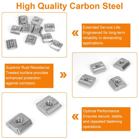 50 Pcs M8 Sliding T Nuts Hammer Head T Nut Fastener Kit For 4040 Aluminum Extrusion Profile With 10mm T Slot and 8.2mm Slot Width