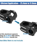 2 Pair Bike Handlebar Shim 25.4 To 31.8mm Adapter Kit For MTB Road Bikes Aluminum Alloy Black Stem Reducer