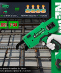 Heavy Duty Cordless Rebar Tying Gun With Auto Wire Feeding For Rapid Steel Tie Work, showing ergonomics and features on rebar grids.