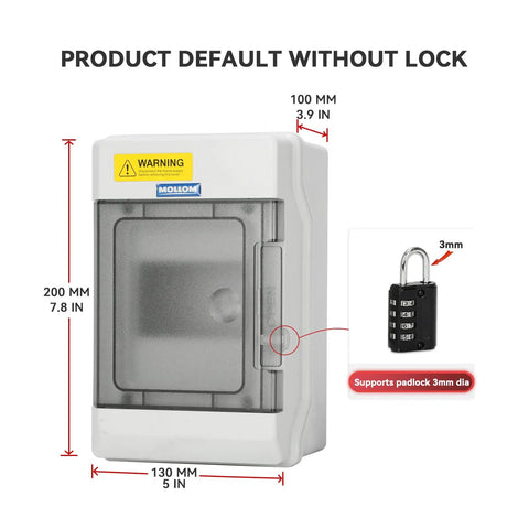 Four Way Power Distribution Box With Bus Bars and Din Rail For MCB Waterproof IP66 Enclosure, dimensions 130x100x200mm.