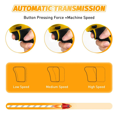Daspom Brushless Cordless Sheet Metal Shear Compatible With Dewalt 20V Battery Tool Only showing automatic speed control functions.