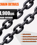 Close-up of Transport Binder Chain Five Sixteenth Inch By Ten Foot Grade 80 Alloy With Clevis Grab Hooks, 4900 lbs SWL, black oxide finish
