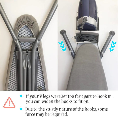 Wall Mounted Ironing Board Rack With Iron Holder And Bathroom Shelf For Space Saving Laundry Room Organization Quick Access Ironing Station with set up guidance