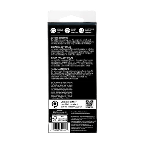 Precise Cuticle Scissors For Salon Quality Nail Care, Ergonomic Nickel-Plated Steel Handles, Sharp Blades For Clean Trim, Easy To Clean With Alcohol Wipe, box back