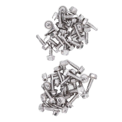Go To Self Drilling Hex Washer Screws Kit 4.8x16mm And 4.8x19mm, 100 Pieces Stainless Steel Fasteners